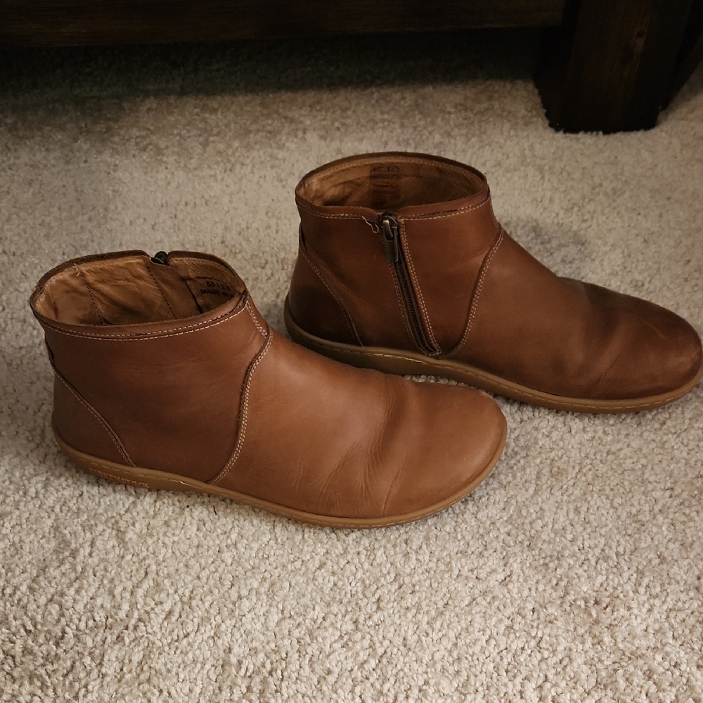 Birkenstock Brown Ankle Booties with Side Zippers